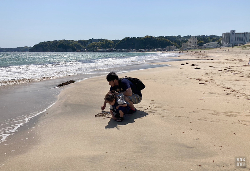 小倅、人生初の海