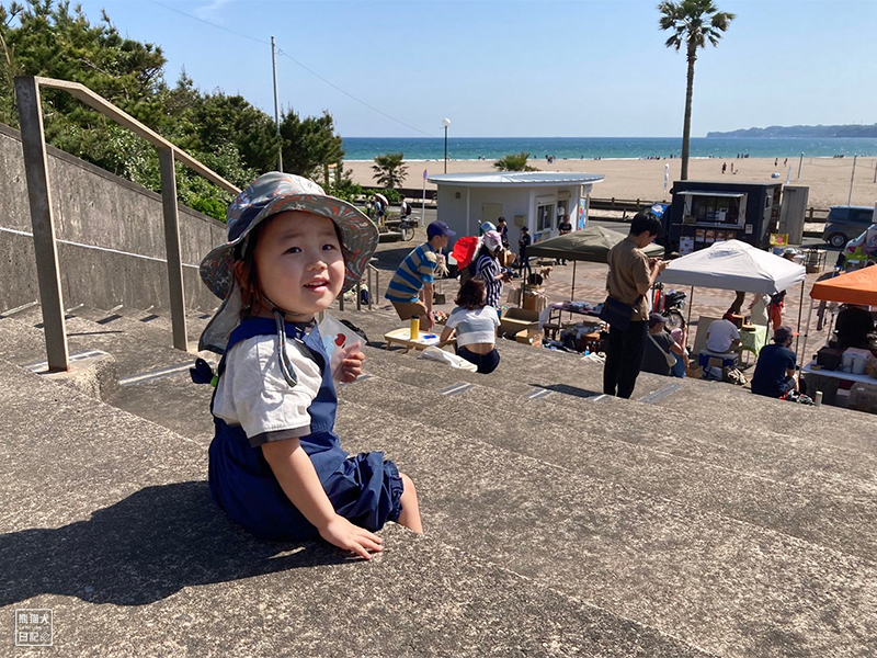 小倅、人生初の海