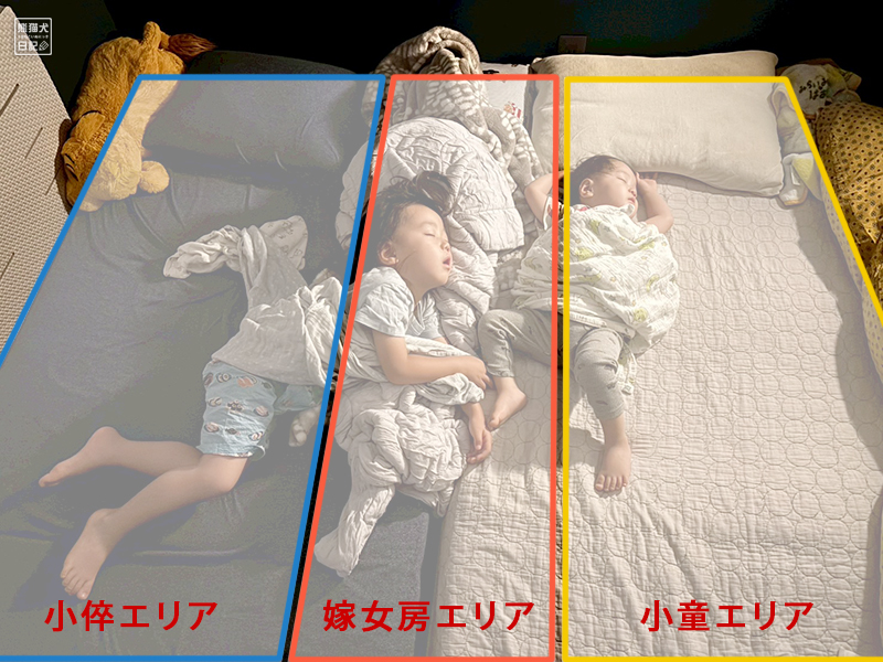 寝相の悪い兄弟の就寝姿